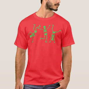 Halloween Green Skeletons tanzen Kinderfamilie T-Shirt