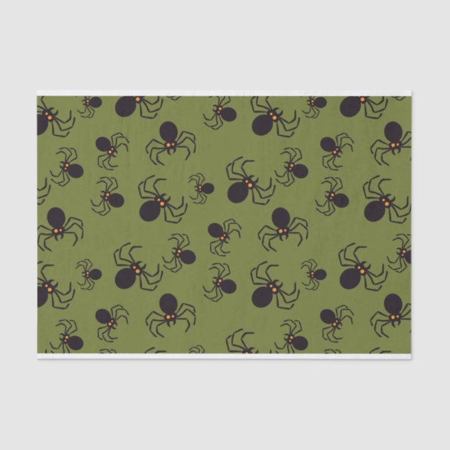 Halloween Green Spider Pattern Seidenpapier (Vorderseite)
