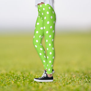 Halloween Green White Polka Dots Muster Kostüm Leggings