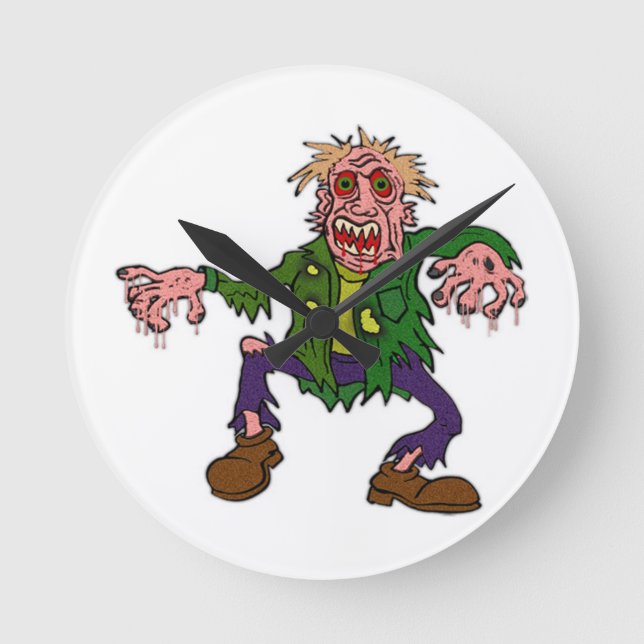 Halloween Green Zombie Monster Runde Wanduhr (Vorderseite)