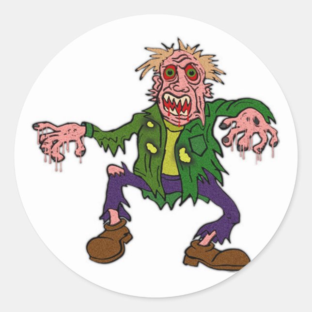 Halloween Green Zombie Monster Runder Aufkleber (Vorderseite)