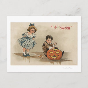 Halloween GreetingCarving Pumpkin Postkarte
