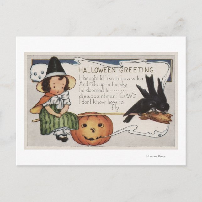 Halloween GreetingCrows Postkarte (Vorderseite)