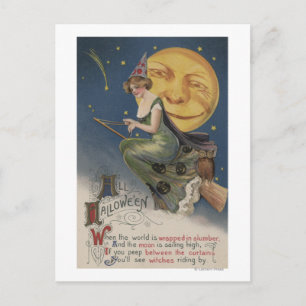 Halloween GreetingHexe in Flight Postkarte
