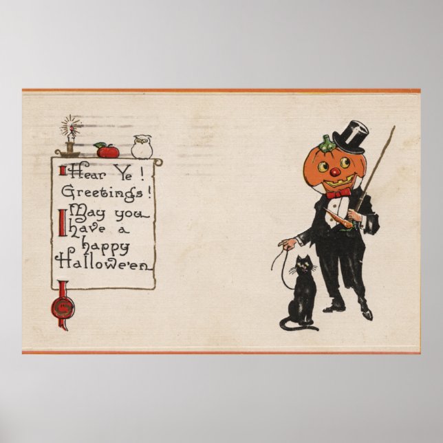 Halloween GreetingJack-O-Lantern in Tux Poster (Vorne)
