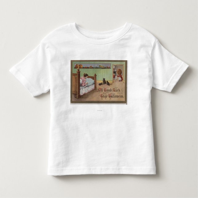 Halloween GreetingKid im Bett Kleinkind T-shirt (Vorderseite)