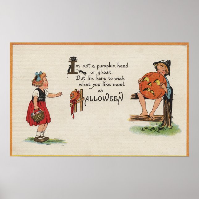 Halloween GreetingKid on Fence Poster (Vorne)