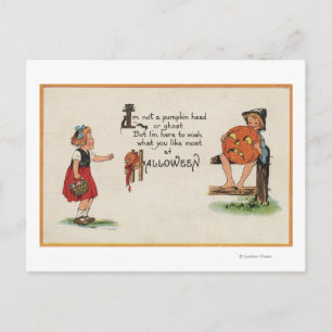 Halloween GreetingKid on Fence Postkarte