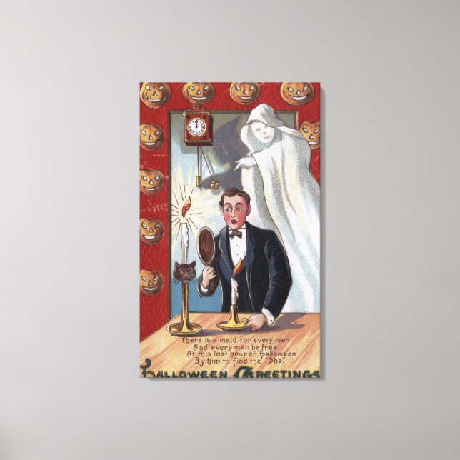 Halloween GreetingMan und Ghost Leinwanddruck (Vorderseite)