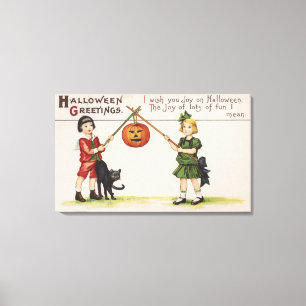 Halloween GreetingPumpkin on Stick Leinwanddruck