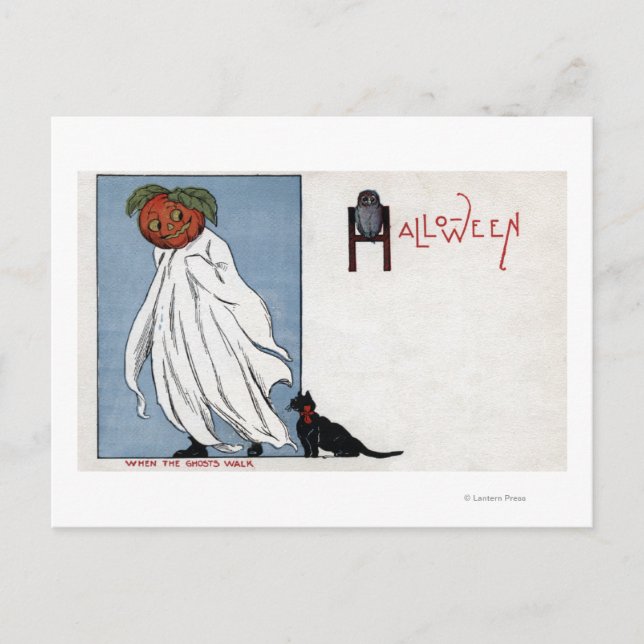 Halloween GreetingPumpkin unter Sheet Postkarte (Vorderseite)