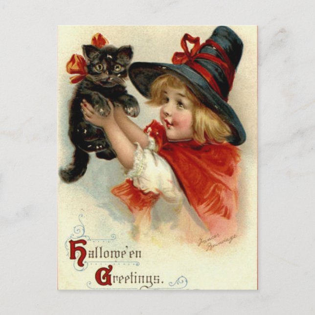 Halloween Greetings - Frances Brundage Postkarte (Vorderseite)