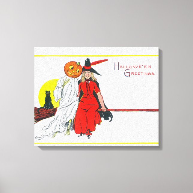 Halloween Greetings Hexe Leinwanddruck (Vorderseite)
