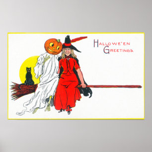 Halloween Greetings Hexe Poster