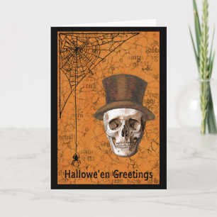 Halloween Greetings Skull Spiderweb Karte
