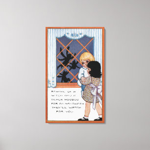 Halloween GreetingSpiders am Fenster Leinwanddruck