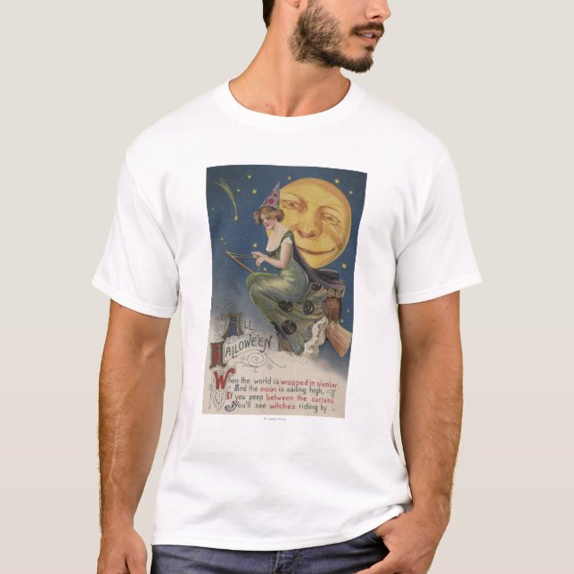 Halloween GreetingWitch im Flug T-Shirt (Vorderseite)