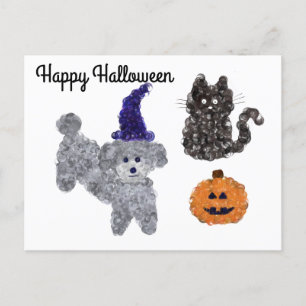 Halloween Grey Poodle #1 Postcard Postkarte