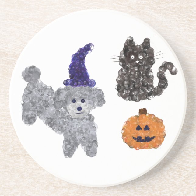 Halloween Grey Poodle #1 Untersetzer (Vorne)