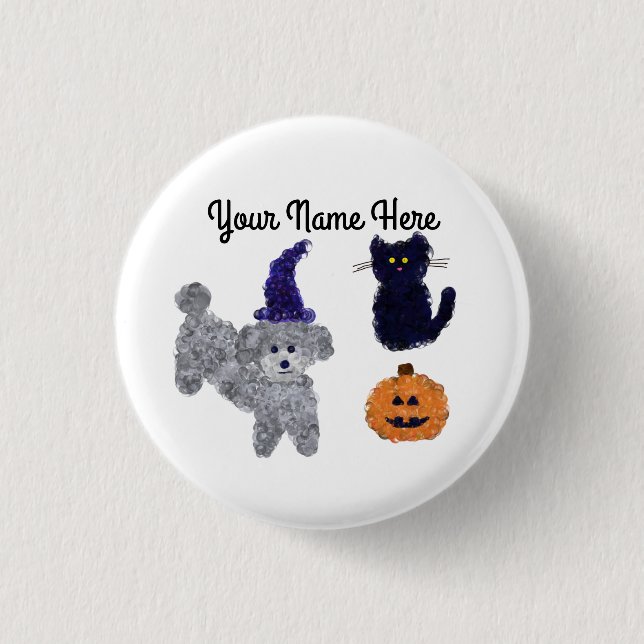 Halloween Grey Poodle #2 Button (Vorderseite)