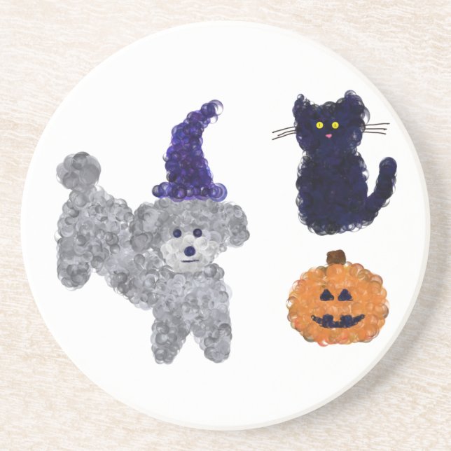 Halloween Grey Poodle #2 Untersetzer (Vorne)