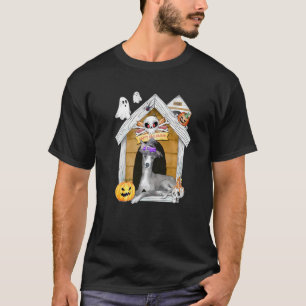 Halloween Greyhound Dog Hexe Spuk Haus T-Shirt