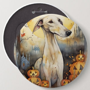 Halloween Greyhound mit Pumpkins Beängstigend Button
