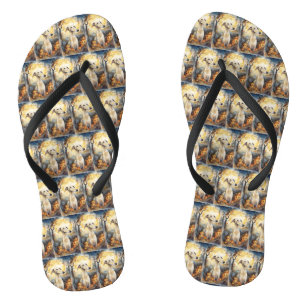 Halloween Greyhound mit Pumpkins Beängstigend Flip Flops
