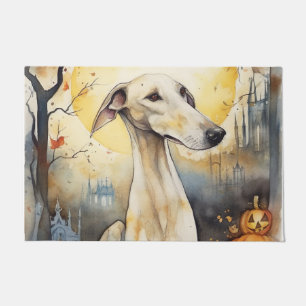 Halloween Greyhound mit Pumpkins Beängstigend Fußmatte