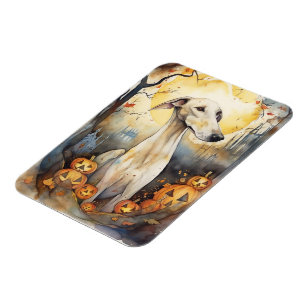 Halloween Greyhound mit Pumpkins Beängstigend Magnet