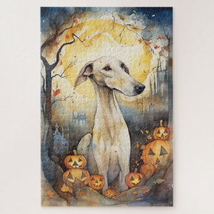 Halloween Greyhound mit Pumpkins Beängstigend Puzzle