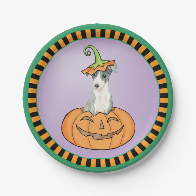 Halloween Greyhound Paper Plate Pappteller (Vorderseite)