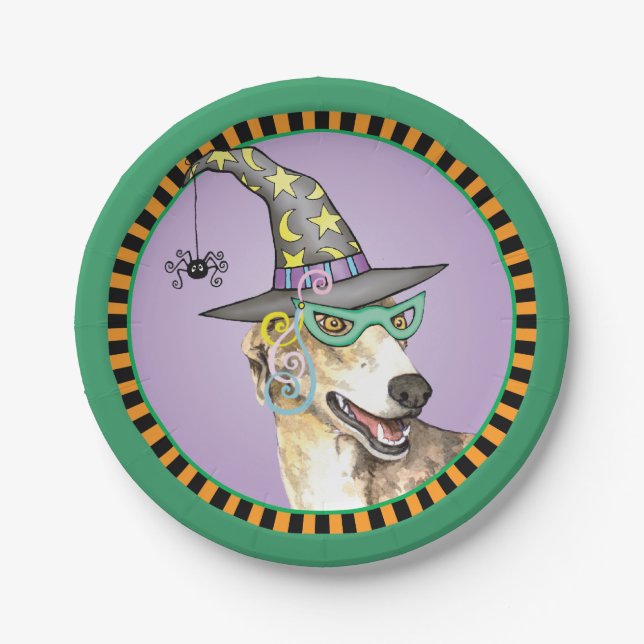 Halloween Greyhound Pappteller (Vorderseite)