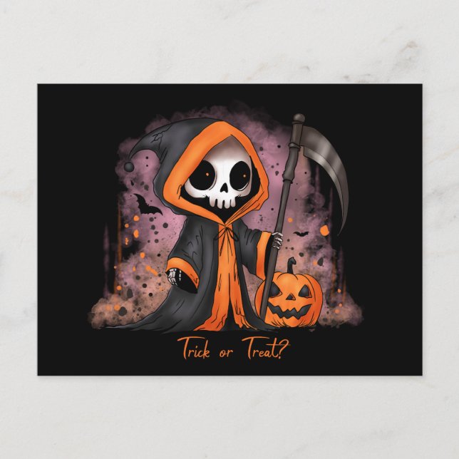 Halloween Grim Sensenmann Feiertagspostkarte (Vorderseite)