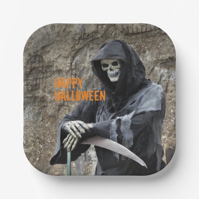 Halloween Grim Sensenmann individuell anpassbar Pappteller (Vorderseite)