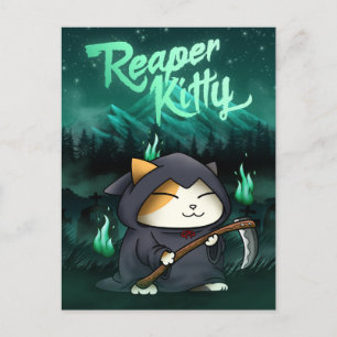 Halloween Grim Sensenmann Kitty Feiertagspostkarte