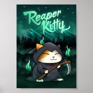 Halloween Grim Sensenmann Kitty Poster