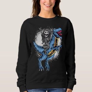 Halloween Grim Sensenmann Rocker Riding T Rex Dino Sweatshirt
