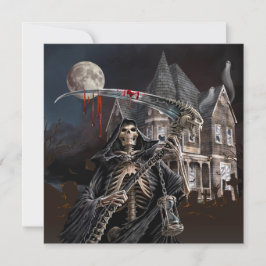 Halloween Grim Sensenmann Spuk House Feiertagskarte