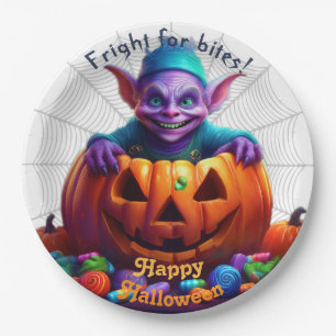 Halloween Grimlin mit Trick oder Treat Candy Pappteller