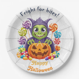 Halloween Grimlin mit Trick oder Treat Candy Pappteller