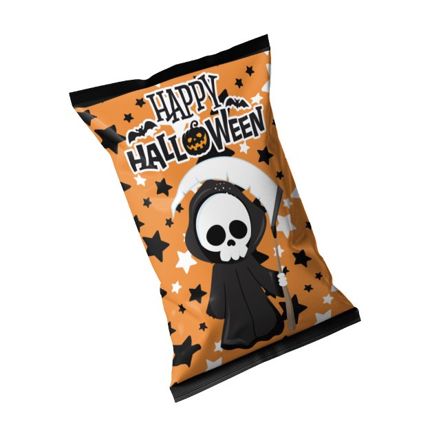 Halloween Grimm Chip Bag Wrappers Gastgeschenke Notizblock (Halloween Chip Bag Wrapper Treats, Grimm Reaper)