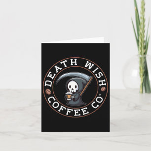 Halloween grimmiger Sensenmann trinkt Kaffee Tod w Karte