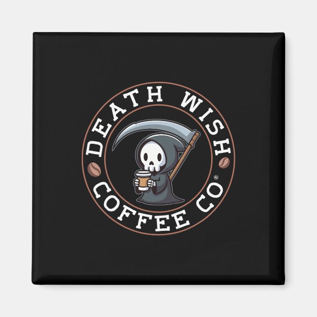 Halloween grimmiger Sensenmann trinkt Kaffee Tod w Magnet (Vorne)