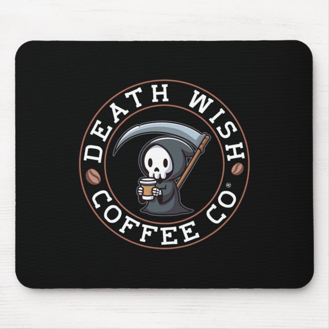 Halloween grimmiger Sensenmann trinkt Kaffee Tod w Mousepad (Vorne)