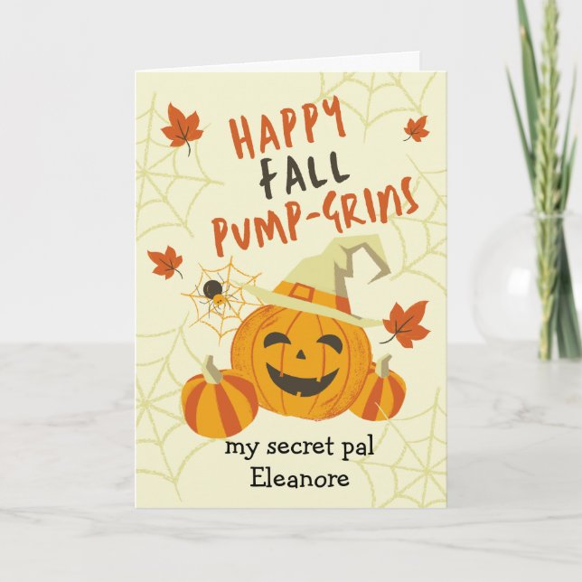 Halloween Grin the Secret Pal Niedlich Karte (Vorderseite)