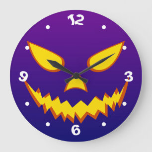 Halloween Grinning Face Kürbislaterne Pumpkin Große Wanduhr