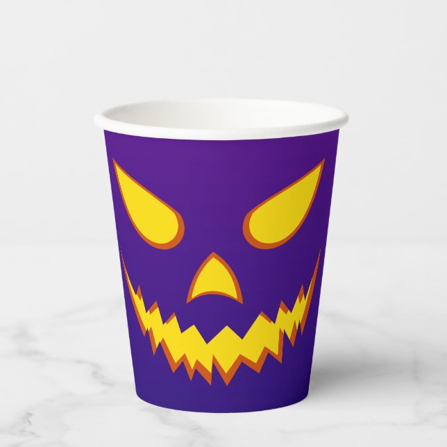 Halloween Grinning Face Kürbislaterne Pumpkin Pappbecher (Vorderseite)