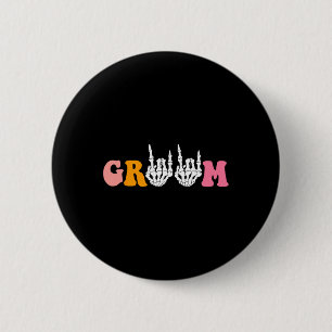 Halloween Groom Bride Skeleton Hand Wedding Bachel Button