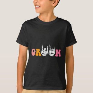 Halloween Groom Bride Skeleton Hand Wedding Bachel T-Shirt
